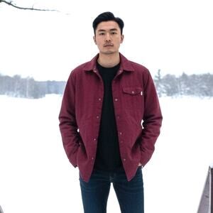 Burton Quilted Lightweight Dryride Jacket Shacket Burgundy Snaps Mens Small